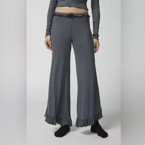 Urban Outfitters Out From Under Sweet Dreams Ruffle Wide Leg Lounge Pants Gray S